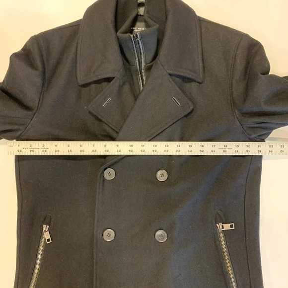 Marc New York by Andrew Marc Men's Emmett Melton Pea Coat Jacket w Knit Bib SZ M - Picture 9 of 11